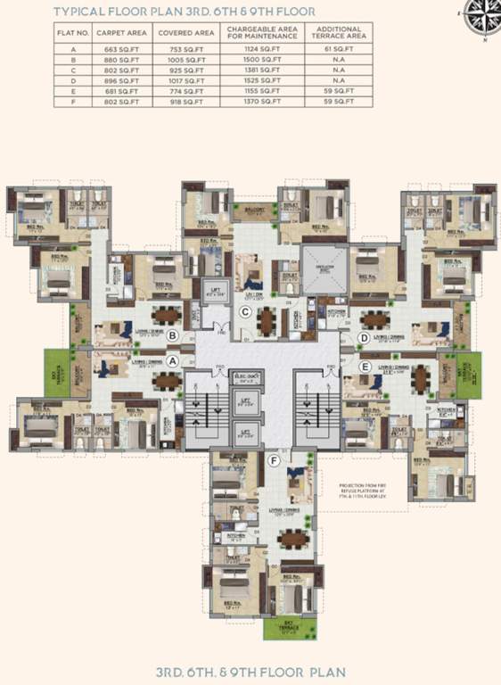 kalim riviera Kalim Riviera 3rd, 6th, 9th Floor Cluster Plan