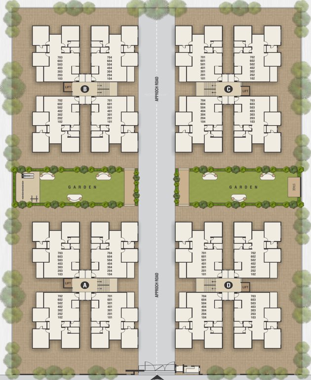  keshar harmony Block A,B,C,D Cluster Plan For Typical Floor Plan