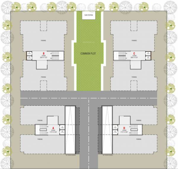  shreenath-lavish Block A,B,C,D Cluster Plan For Ground Floor