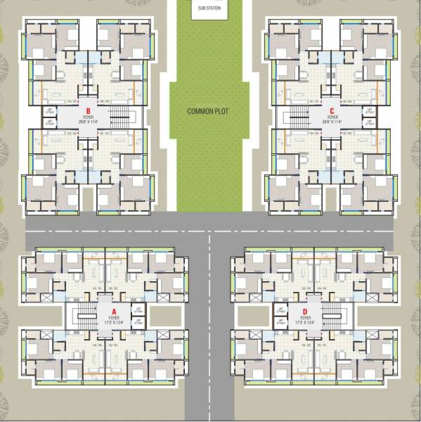  shreenath-lavish Block A,B,C,D Cluster Plan For Typical Floor Plan