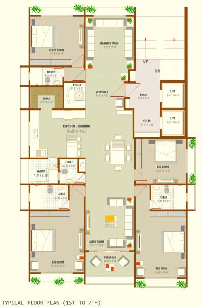  hetvi-elegance Hetvi Elegance Cluster Plan from 1st to 7th Floor