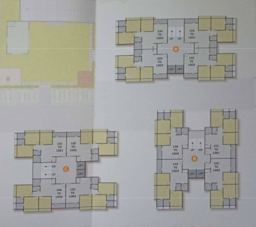  shikhar 126 Block A,B & C Typical Floor Cluster Plan