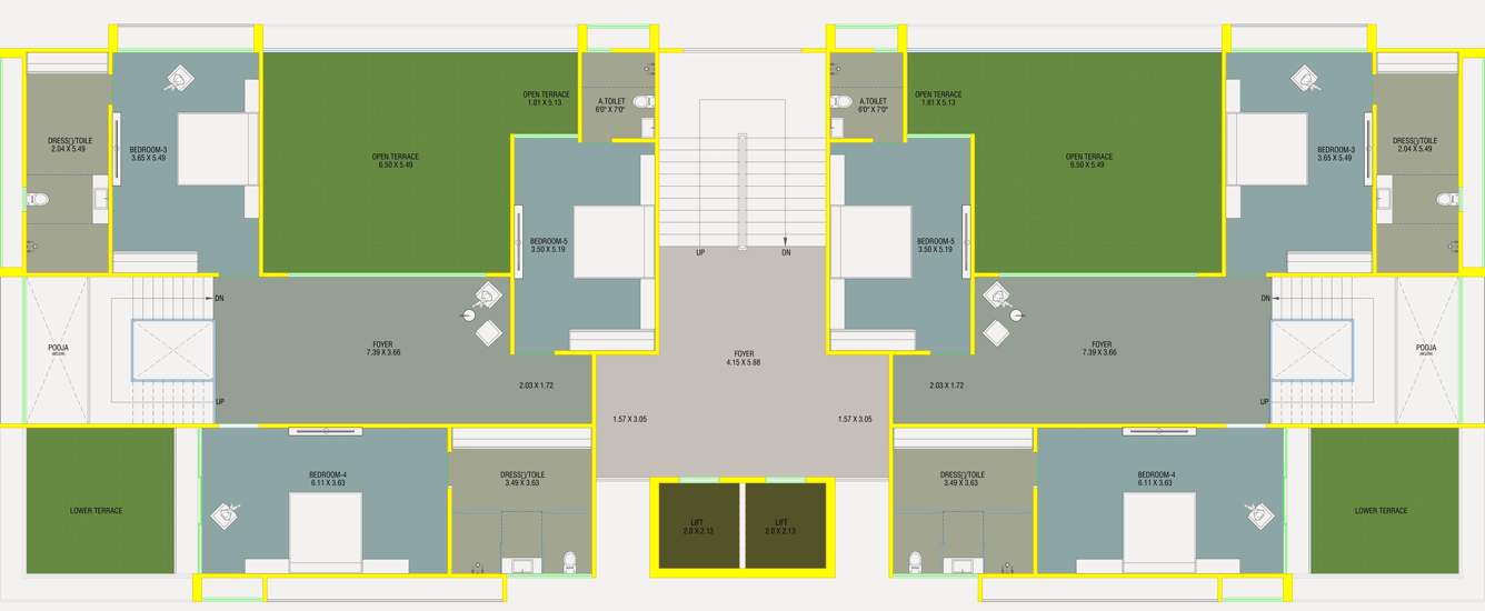  kalhar wing Block A And C Cluster Plan For 13th Floor
