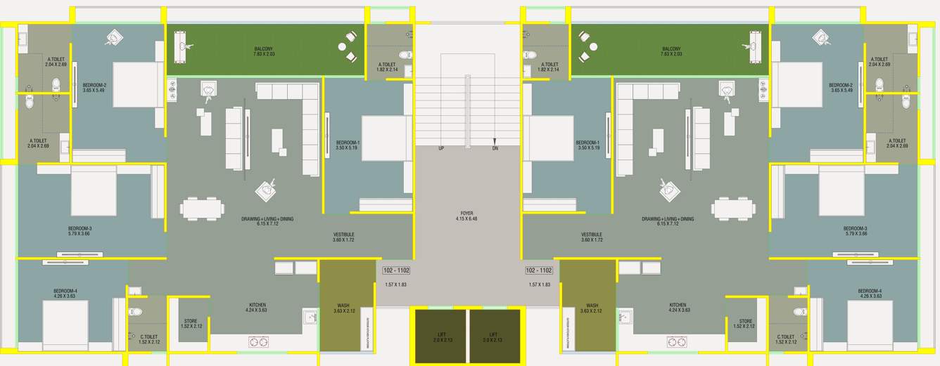  kalhar wing Block B Cluster Plan For Typical Floor Plan