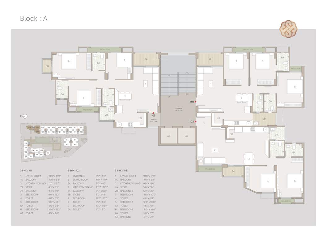  adhishthan luxuria Block A Cluster Plan for Typical Floor