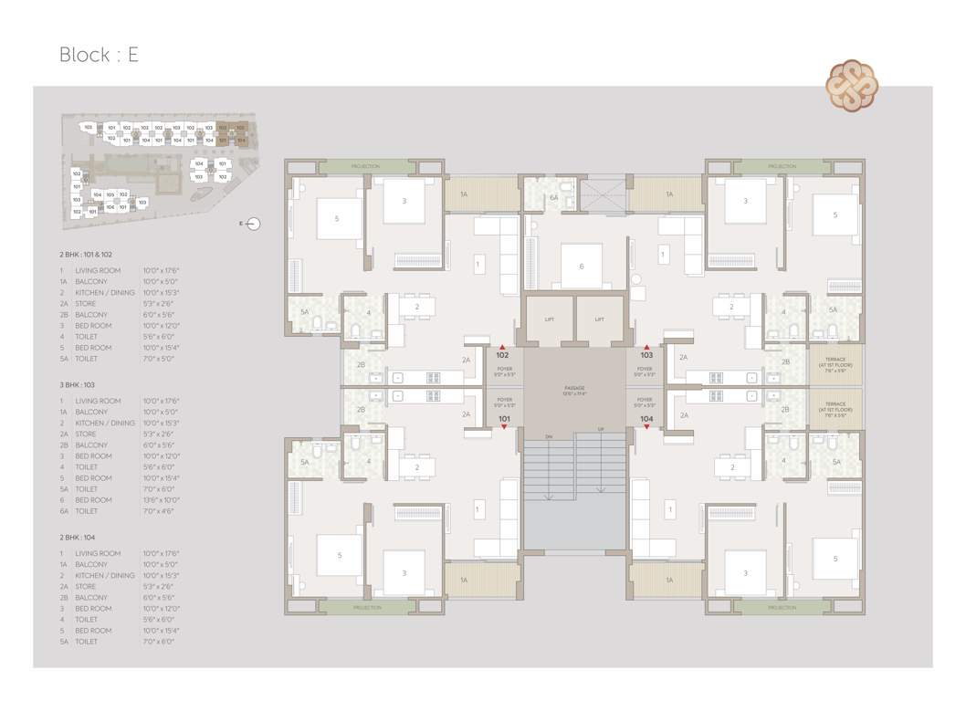 adhishthan luxuria Block E Cluster Plan for Typical Floor