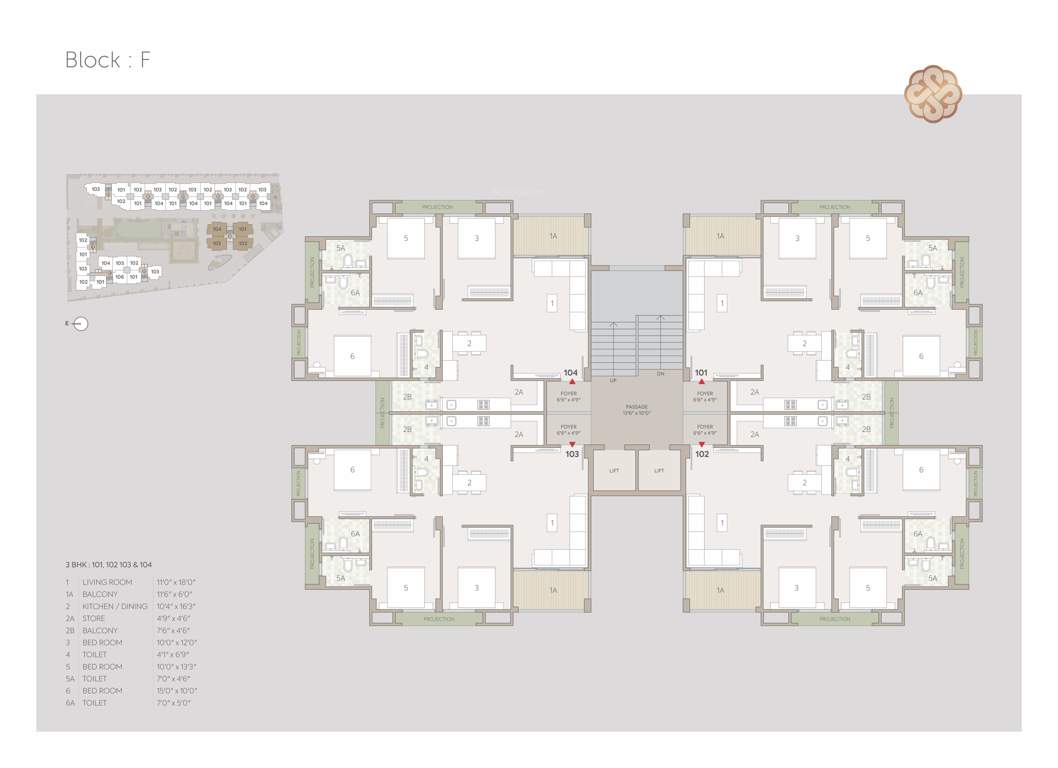  adhishthan luxuria Block F Cluster Plan for Typical Floor