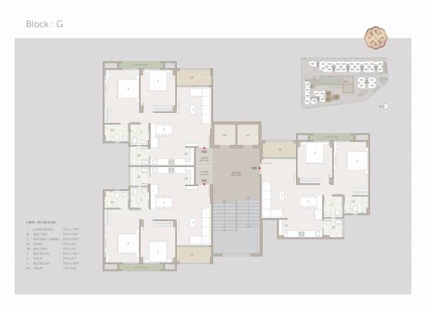  adhishthan-luxuria Block G Cluster Plan for Typical Floor