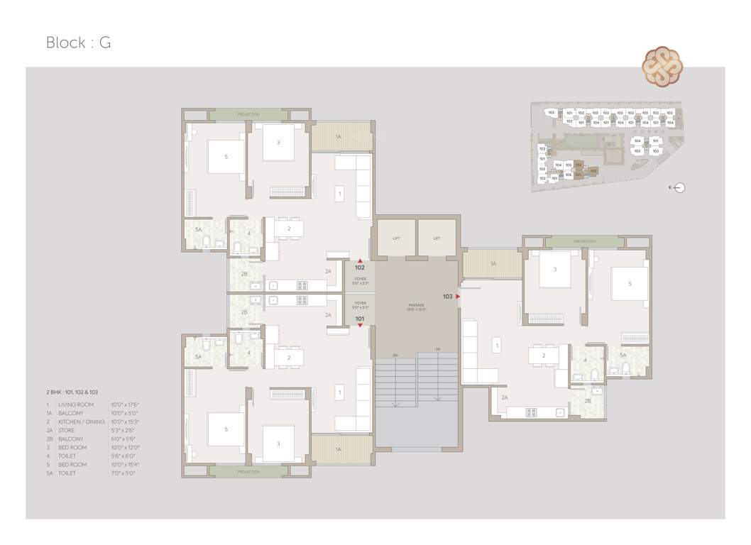  adhishthan luxuria Block G Cluster Plan for Typical Floor