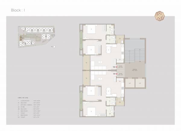  adhishthan-luxuria Block I Cluster Plan for Typical Floor