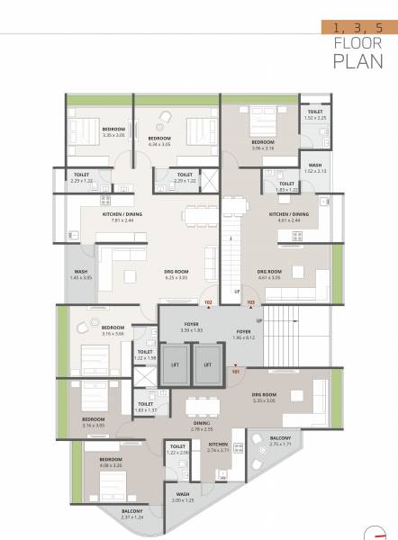  1seven 1Seven Cluster Plan for Odd Floor