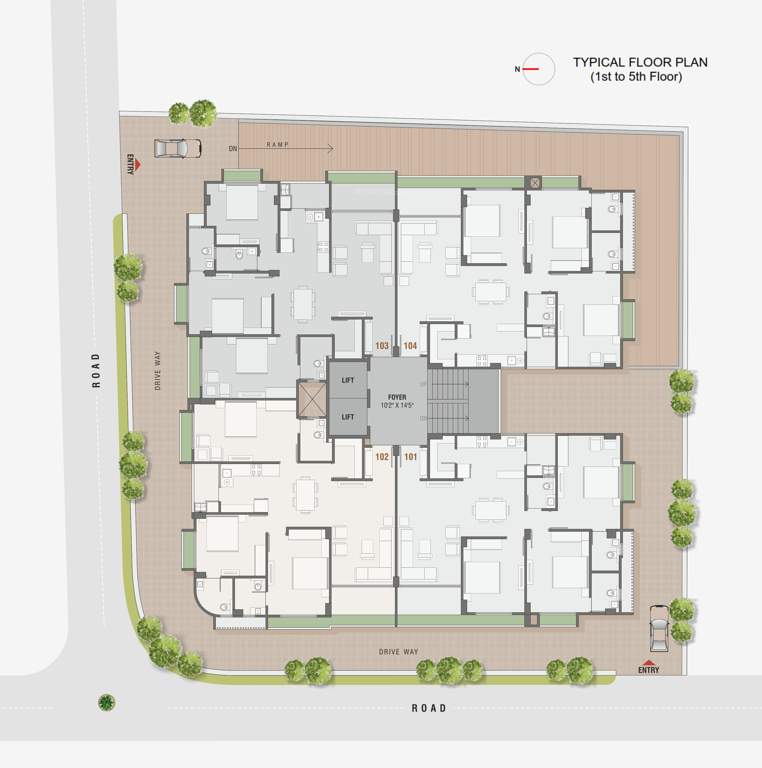  adhisthana luxuria Adhisthana Luxuria Cluster Plan from 1st to 5th Floor