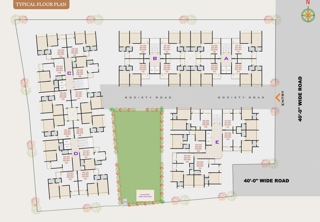  vraj residency Block A To E Cluster Plan from 1st to 7th Floor