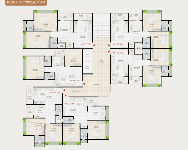  vraj-residency Block E Cluster Plan from 1st to 7th Floor