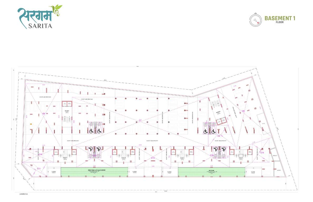  sarita Block A, Block B, Block C, Block D, Block E, Block F Basement 1  Cluster Plan