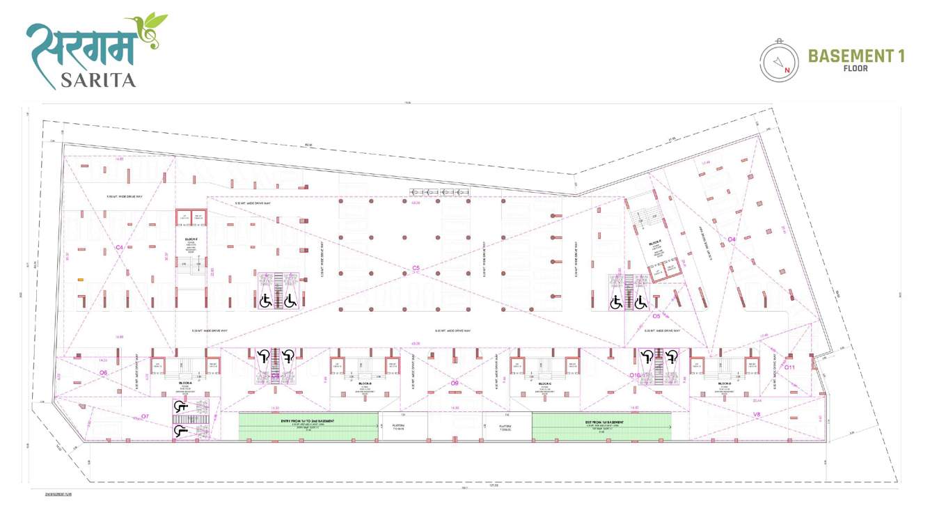  sarita Block A, Block B, Block C, Block D, Block E, Block F Basement 2  Cluster Plan