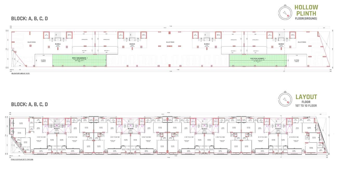  sarita Block A, Block B, Block C, Block D  Cluster Plan from ground to 10th Floor