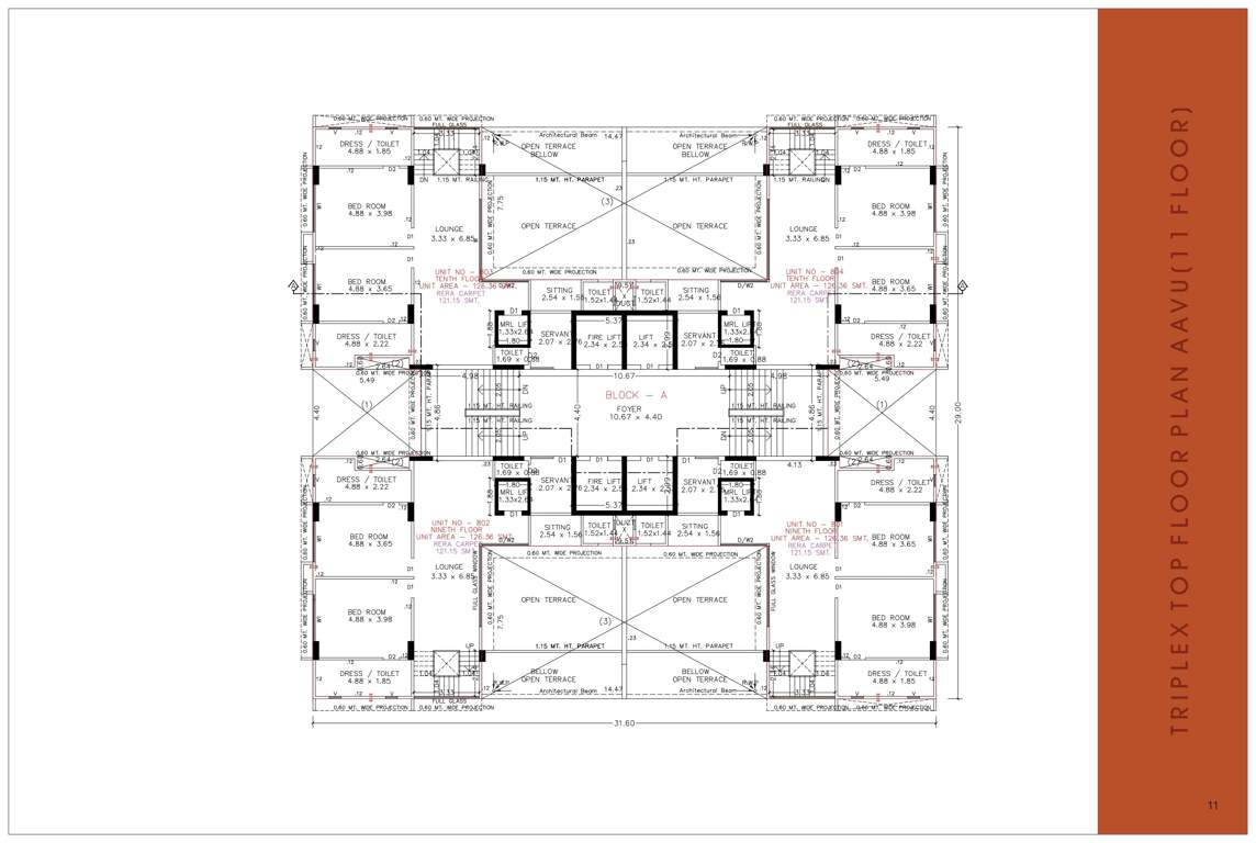  saral paradise and sky luxuria Block A Cluster Plan for 11th Floor