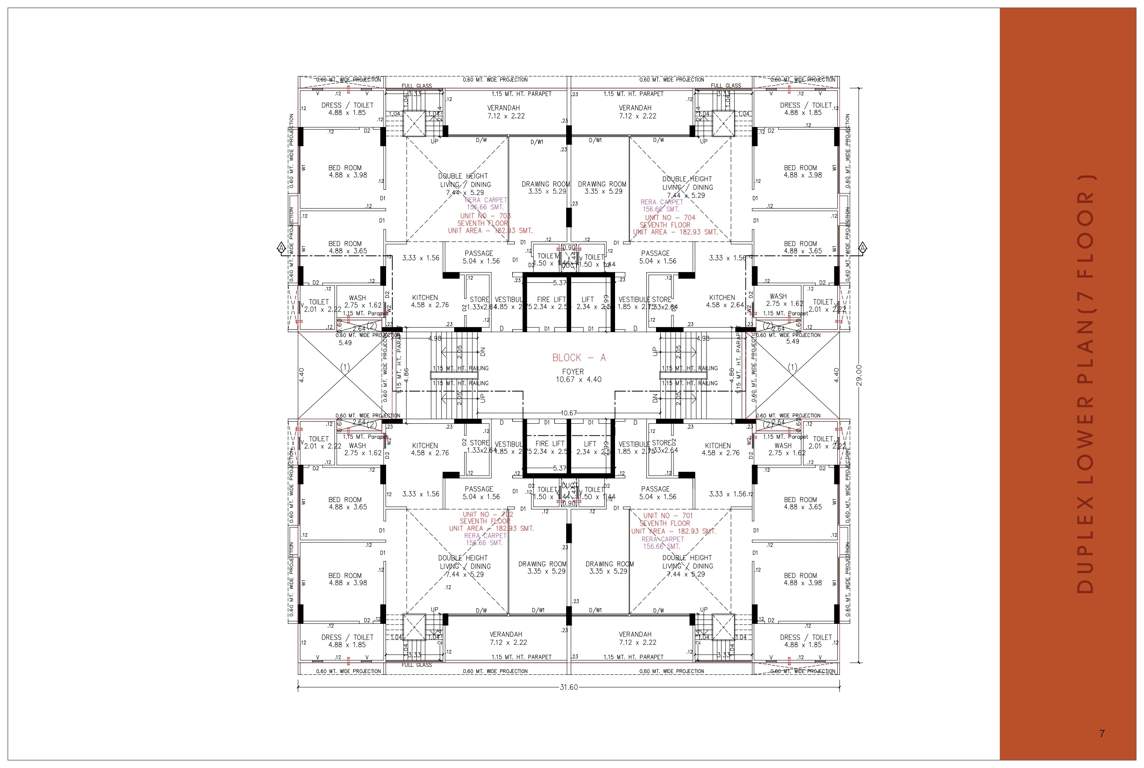  saral paradise and sky luxuria Block A Cluster Plan for 7th Floor