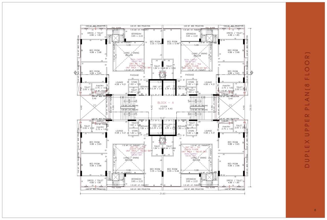  saral paradise and sky luxuria Block A Cluster Plan for 8th Floor