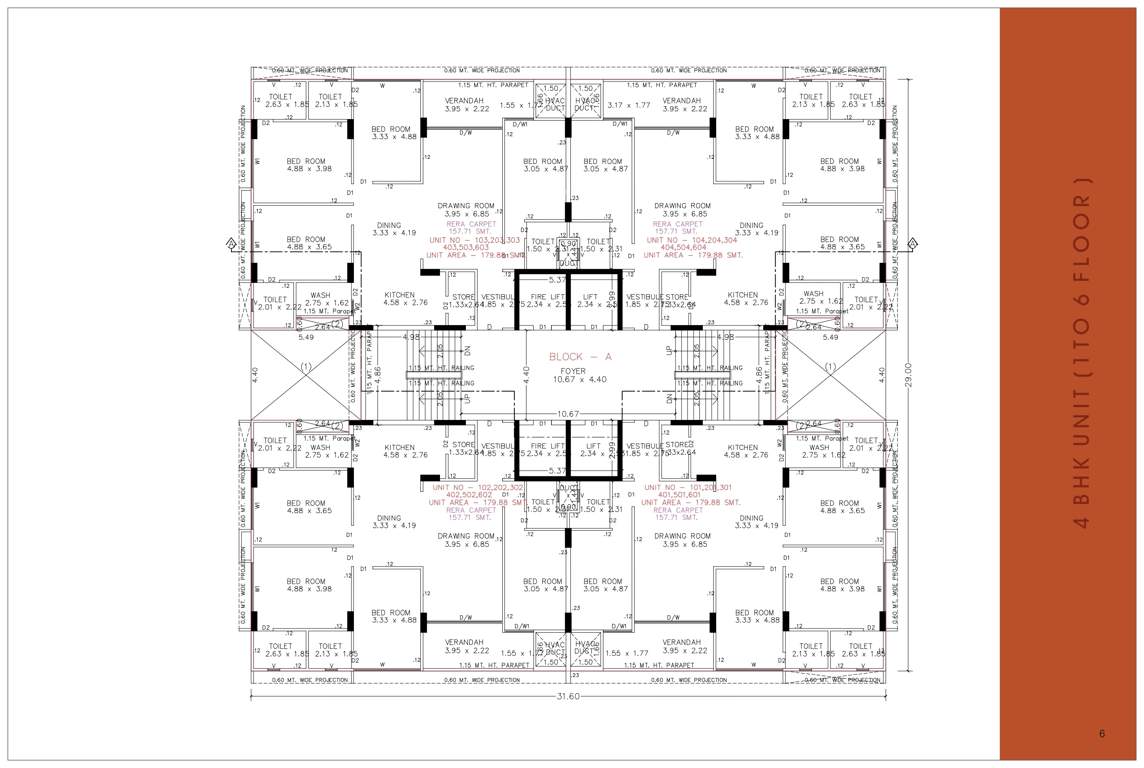  saral paradise and sky luxuria Block A Cluster Plan from 1st to 6th Floor