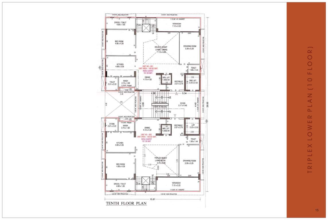  saral paradise and sky luxuria Block B Cluster Plan for 10th Floor