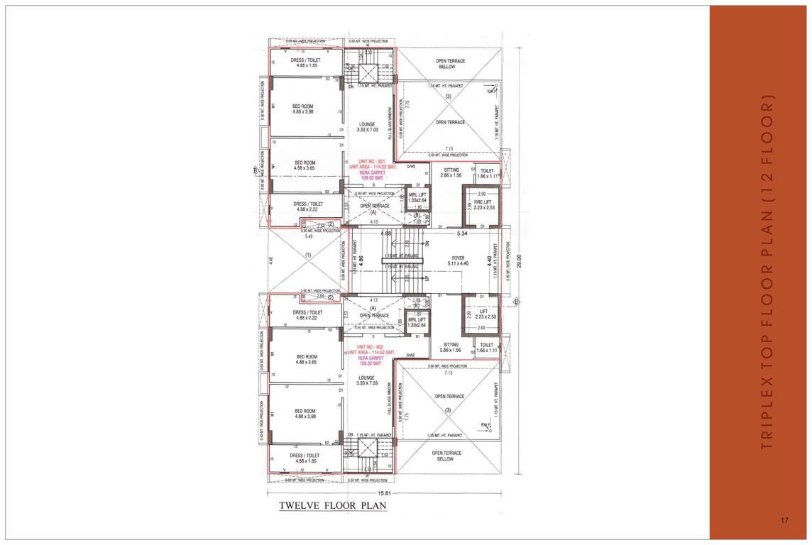  saral paradise and sky luxuria Block B Cluster Plan for 12th Floor
