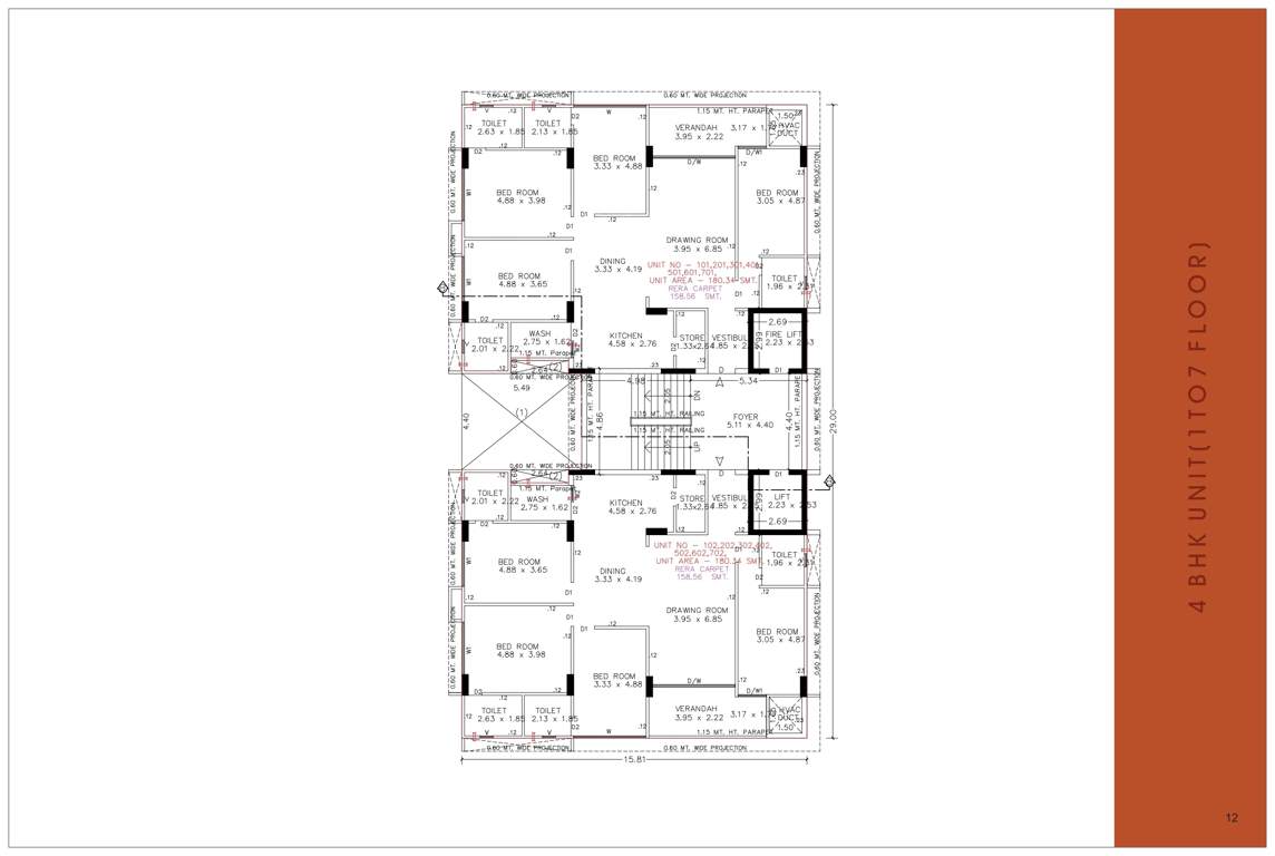  saral paradise and sky luxuria Block B Cluster Plan from 1st to 7th Floor