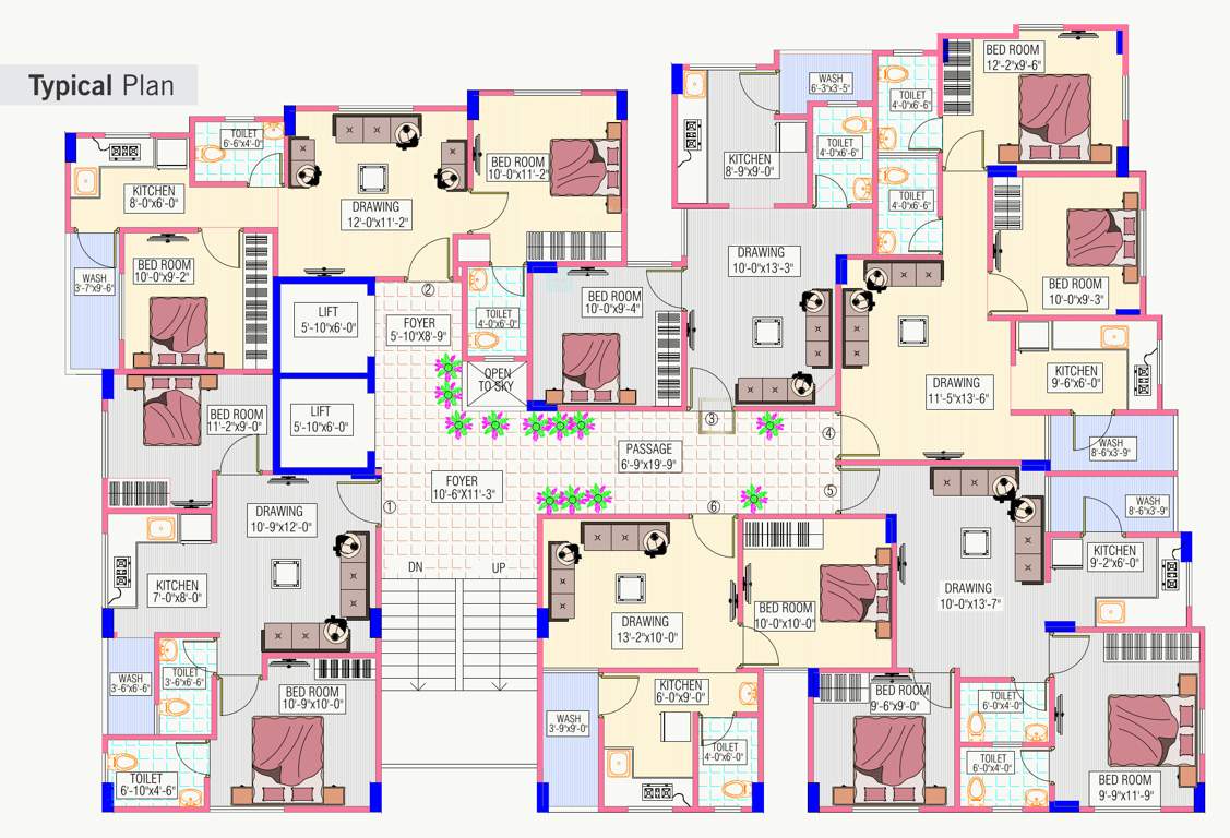  mangaldeep apartment Mangaldeep Apartment Cluster Plan from 1st to 7th Floor