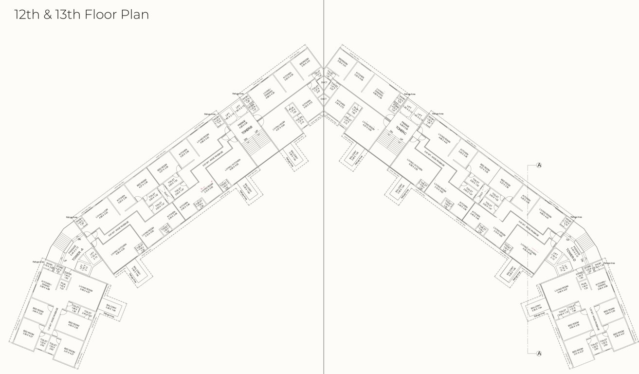  aashray eminent A, B, C, D Cluster Plan From 12th To 13th Floor