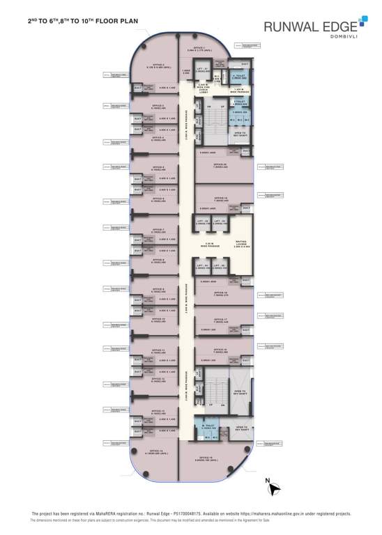  edge Runwal Edge   building no 52 Cluster Plan from 2nd to 6th, 8th To  10th Floor
