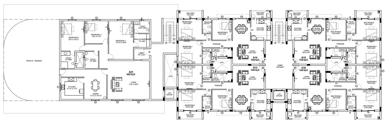  lions gate Ariel Cluster Plan For 4th Floor