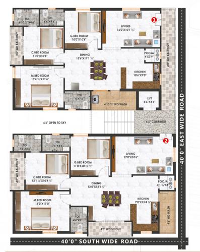  padmavathi-blooms Padmavathi Blooms Cluster Plan from 1st to 5th Floor