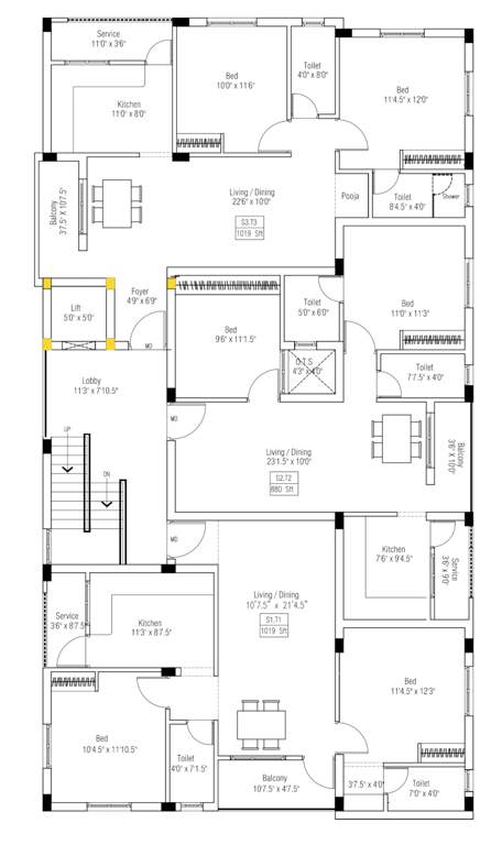  classic delight flats Classic Delight Flats Cluster Plan From 2nd To 3rd Floor