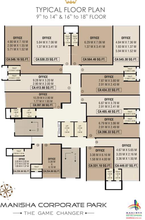  corporate park Manisha Corporate Park Cluster Plan From 9th To 14th And 16th To 18th Floor 