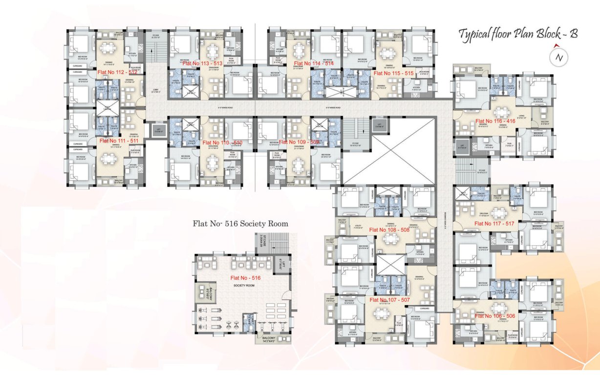  padmananda palace Block B Cluster Plan from 1st to 5th Floor