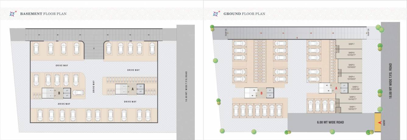  omkar residency Block A  And Block B Basement Cluster Plan for ground Floor