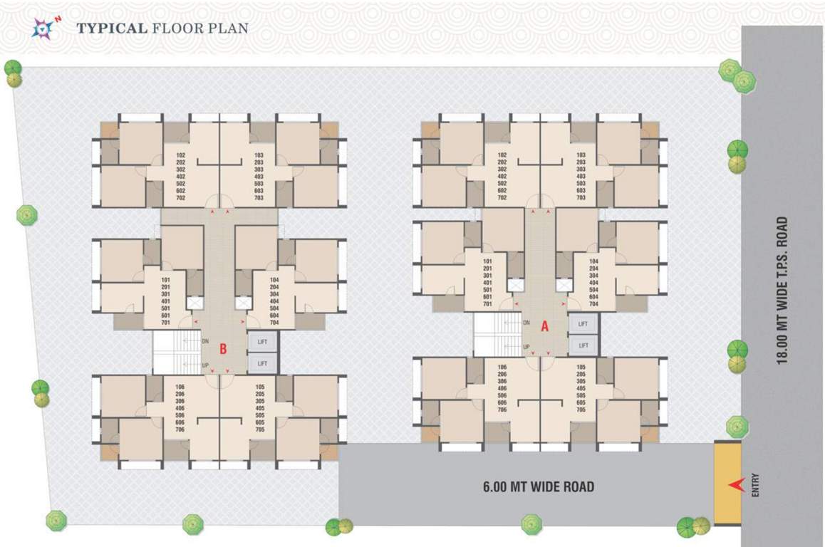 omkar residency Block A And Block B Cluster Plan from 1st to 7th Floor