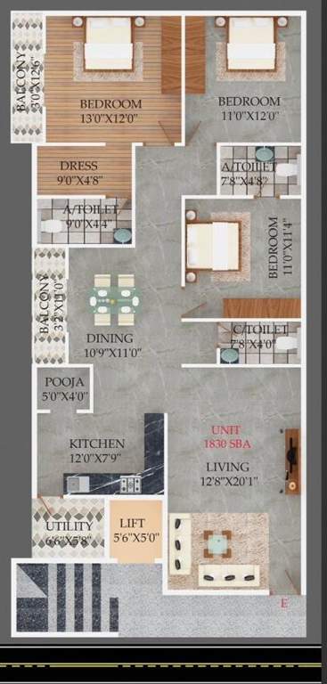  sbb kailas SBB Kailas Cluster Plan For Typical Floor Plan