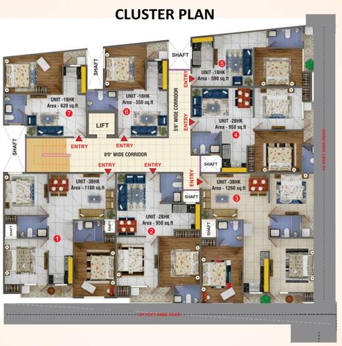  galaxy-apartment-2 Escon Galaxy Apartment 2 Cluster Plan from 1st to 5th Floor