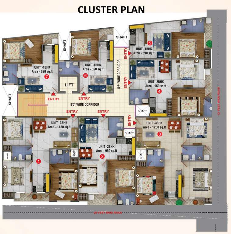  galaxy apartment 2 Escon Galaxy Apartment 2 Cluster Plan from 1st to 5th Floor