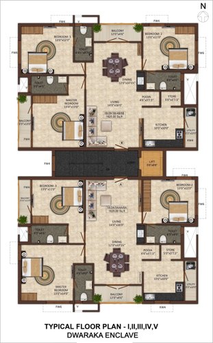  dwaraka-enclave Dwaraka Enclave Cluster Plan from 1st to 5th Floor