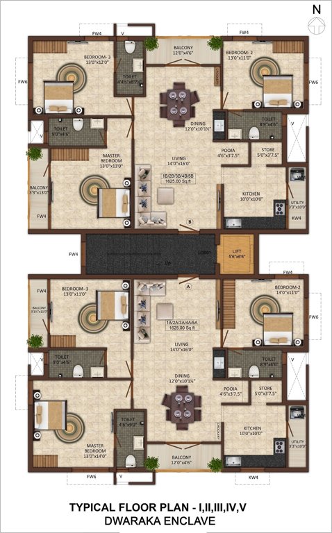  dwaraka enclave Dwaraka Enclave Cluster Plan from 1st to 5th Floor