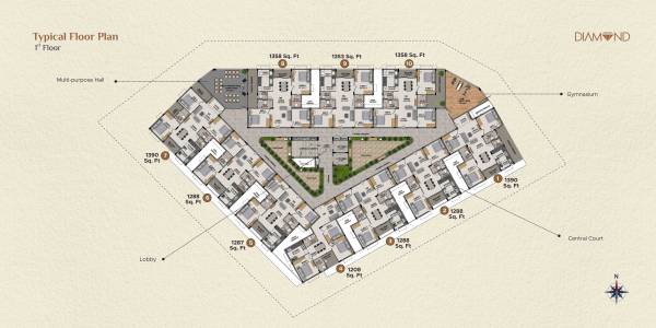  diamond Rajparis Diamond Cluster Plan for 1st Floor