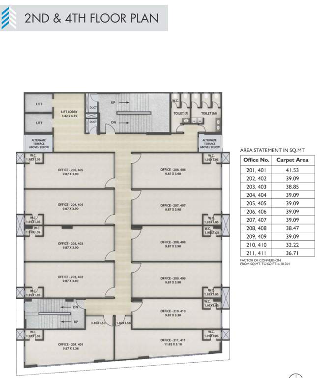 magnolia business centre F Wing Cluster Plan For 2nd And 4th Floor