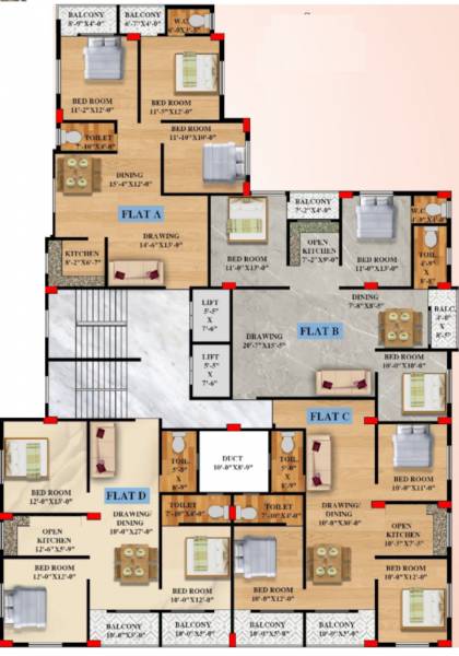  seventy-seven-complex-city Block A Cluster Plan For Typical Floor Plan