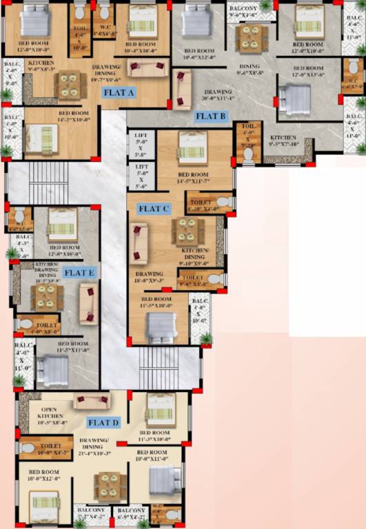  seventy seven complex city Block B Cluster Plan For Typical Floor Plan