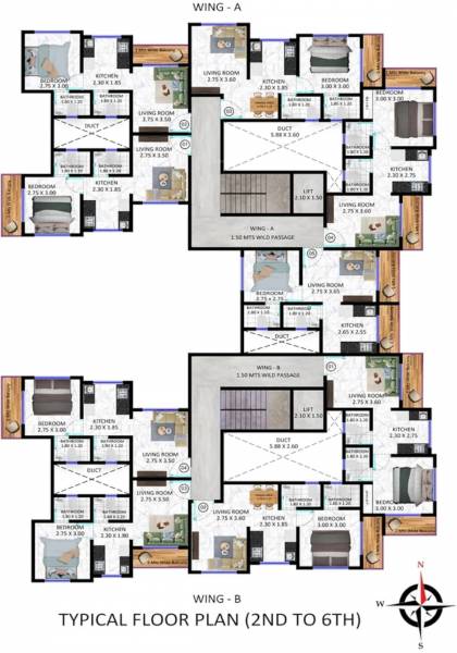  adore-greens Adore Greens Wing B Typical Floor Cluster Plan