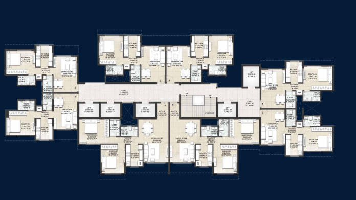  fatima residency Building No 4 Wing A Cluster Plan For Typical Floor Plan