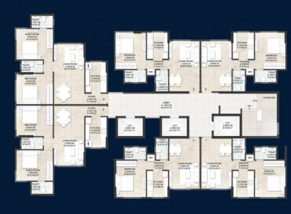  fatima-residency Building No 4 Wing B Cluster Plan For Typical Floor Plan